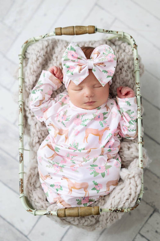 Infant Girls Cowgirl Baby Gown Set With Bow