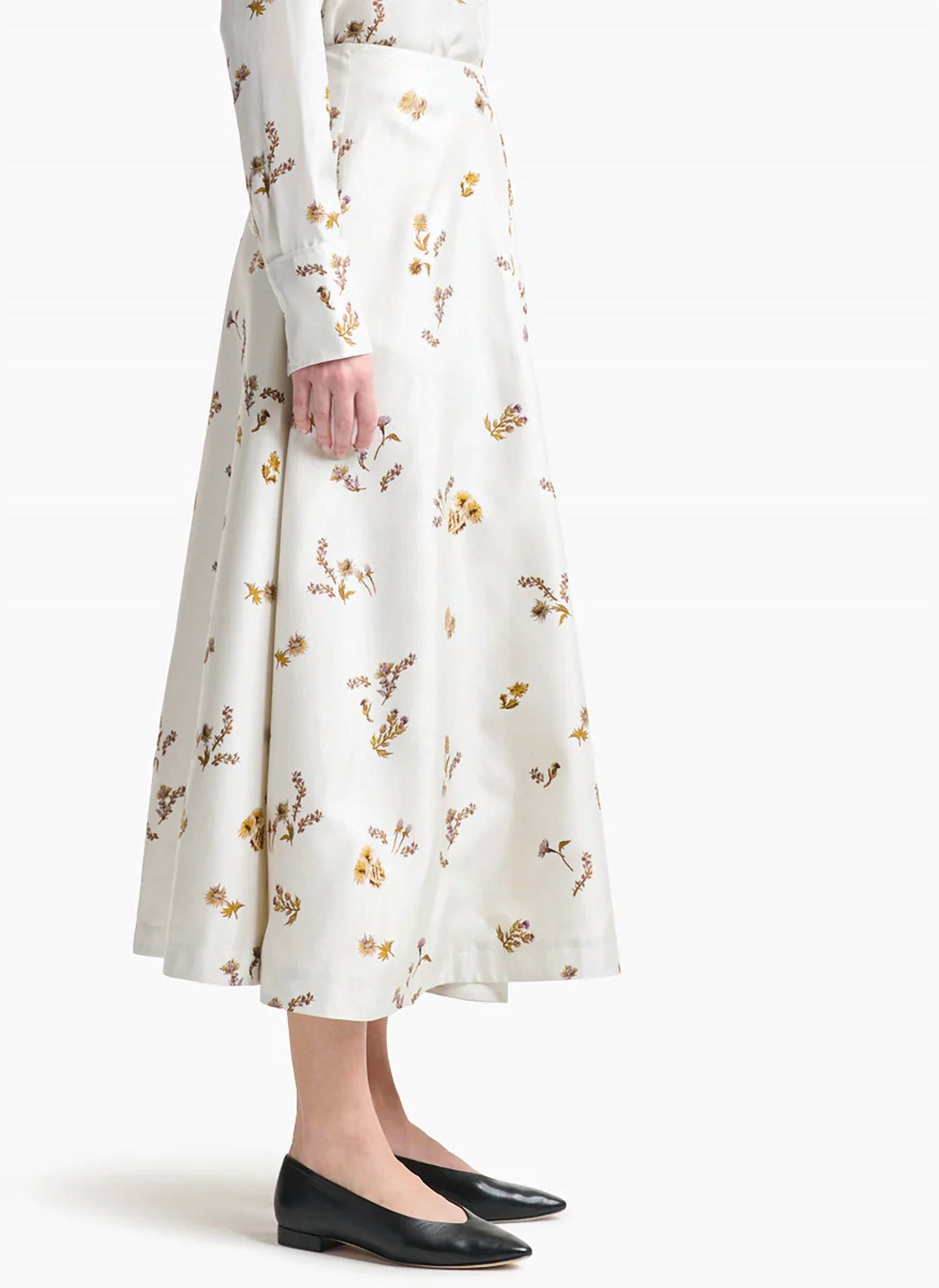 Varda Floral Silk Midi Skirt