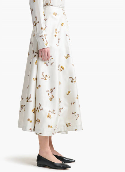 Varda Floral Silk Midi Skirt