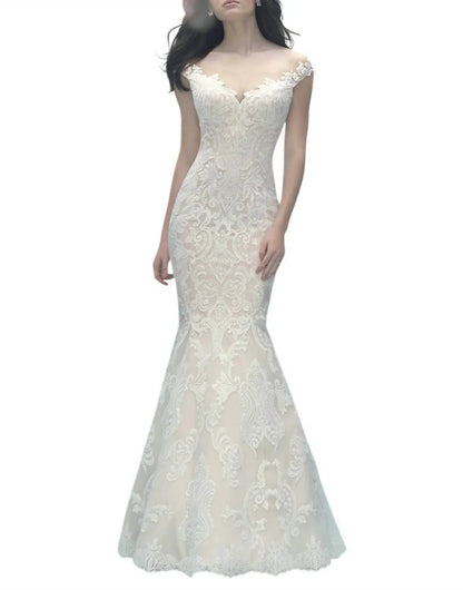 Allure Bridals - Off-Shoulder Lace Gown with Detachable Tulle Train - Rack Hunt