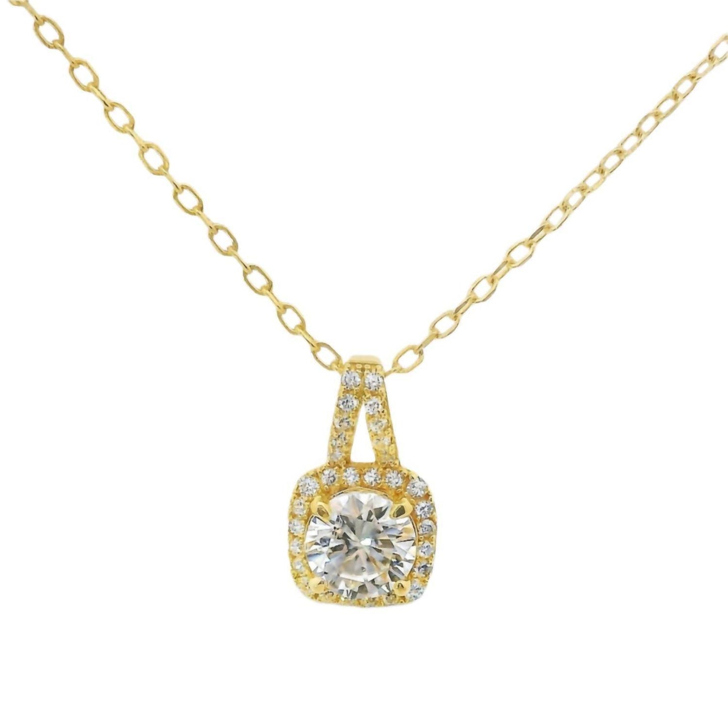 Allyanna Gifts - Women's Round Moissanite With Square Halo Necklace - Rack Hunt