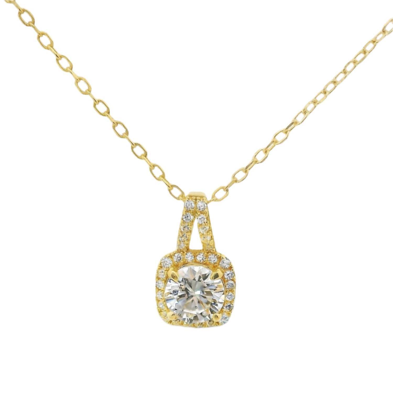 Allyanna Gifts - Women's Round Moissanite With Square Halo Necklace - Rack Hunt