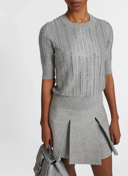 Baguette Crystals Cashmere Viscose Top
