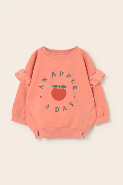 Girls Soft Fleece Print Ruffle Sweatshirt