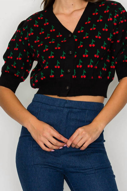 Cute As Cherry Crop Sweater