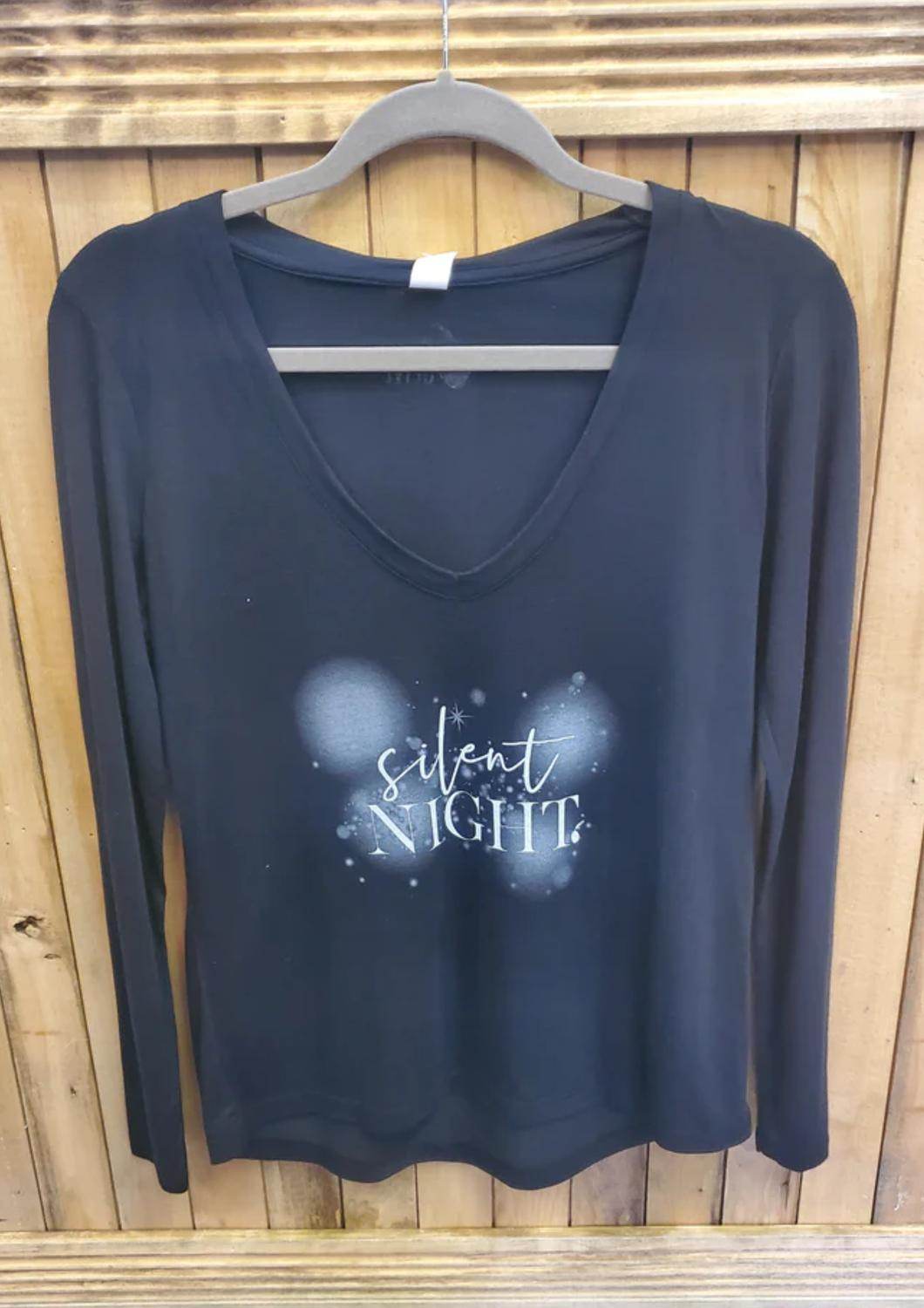 The Minted Olive - Women's Silent Night Slouchy V-neck Top - Rack Hunt