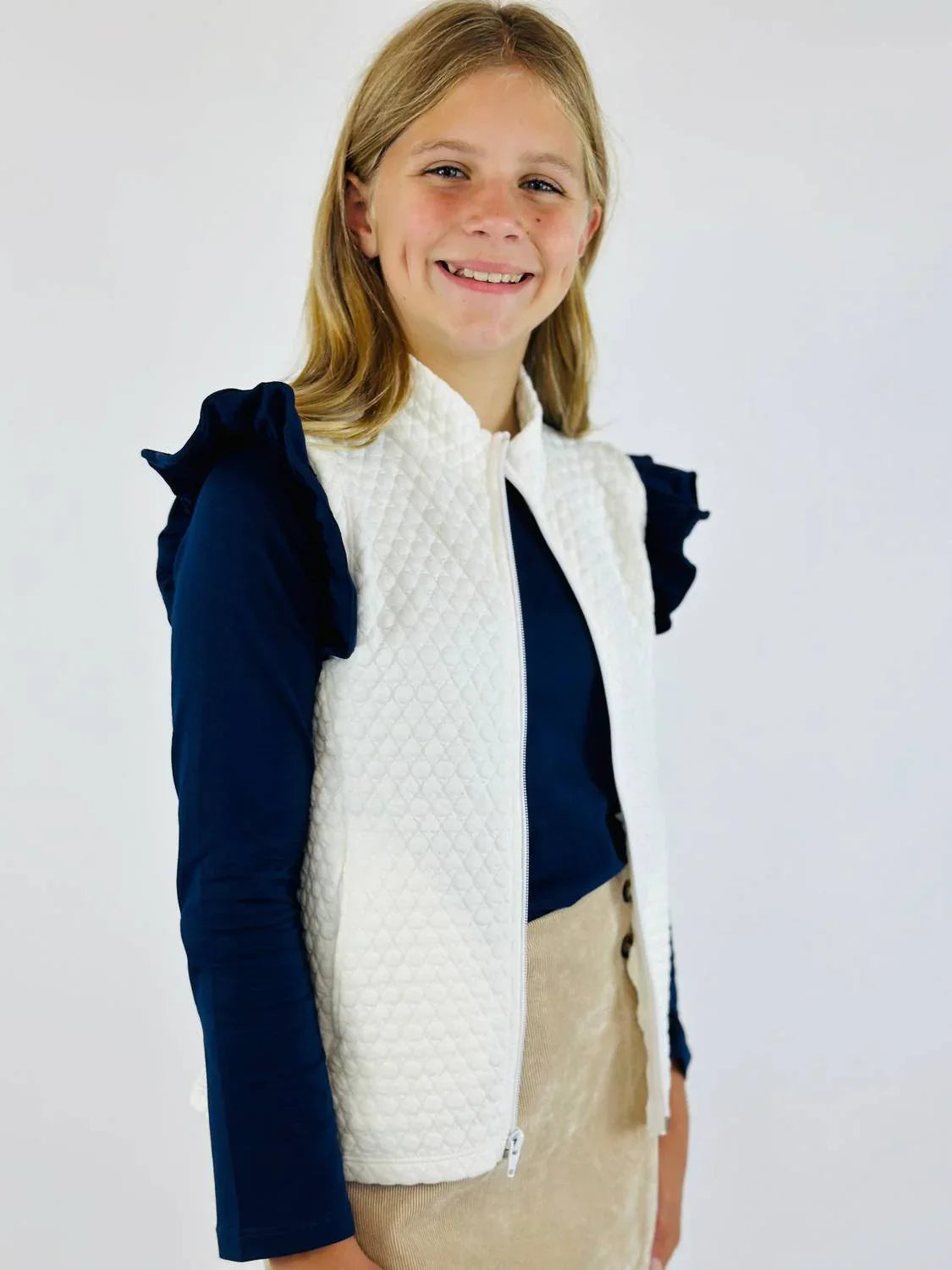 Set Proper - Girl's Elizabeth Long Sleeve Ruffle Tee - side view - Rack Hunt
