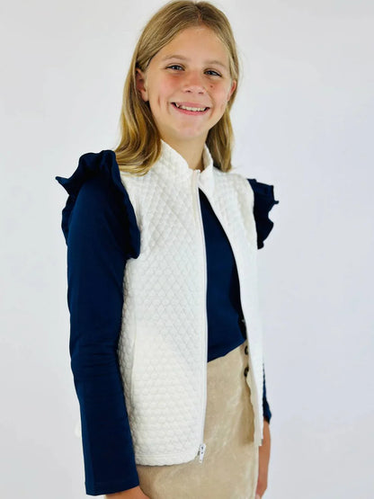 Set Proper - Girl's Elizabeth Long Sleeve Ruffle Tee - side view - Rack Hunt