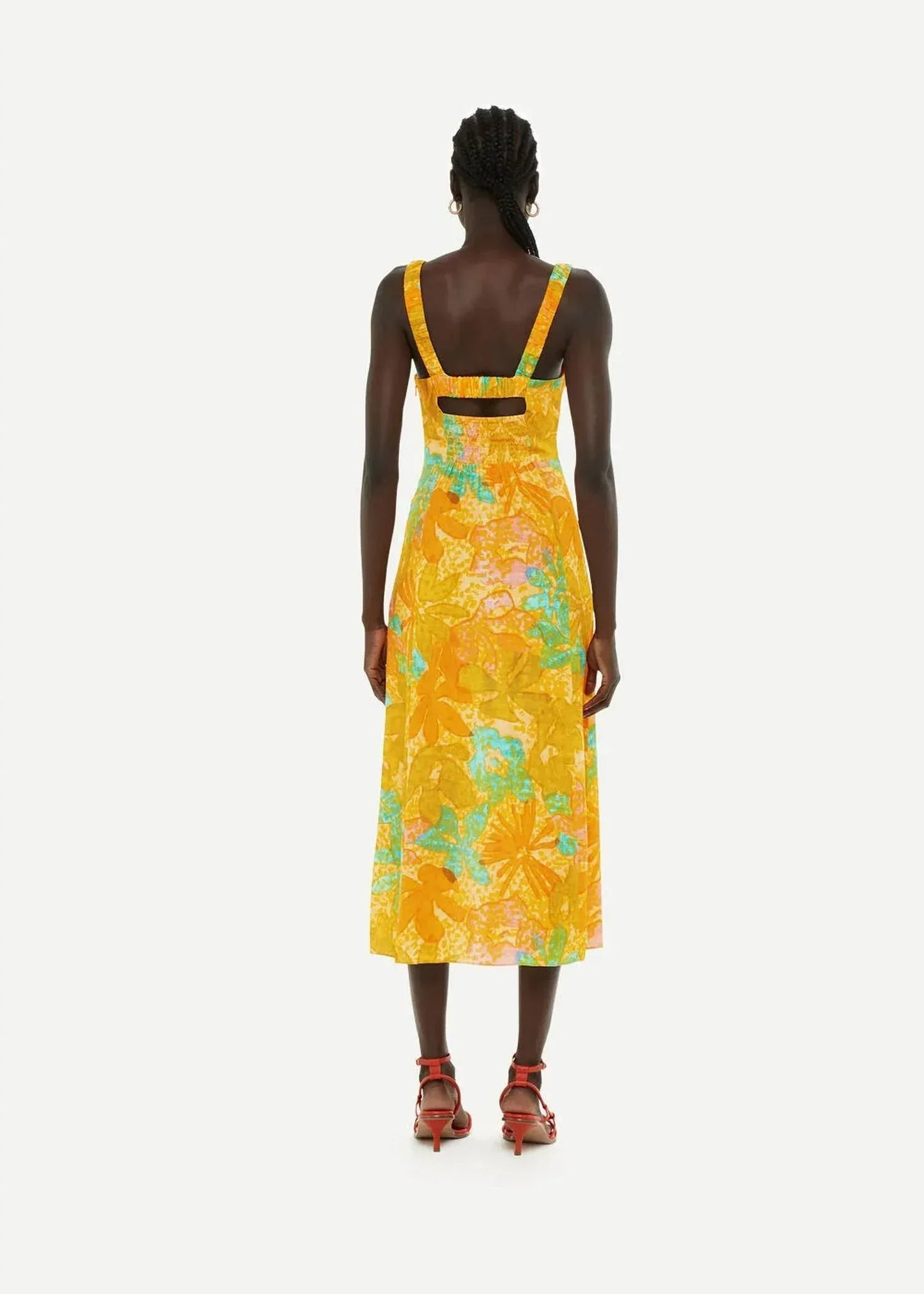 Whistles - Palm Floral Carmel Midi Dress - Rack Hunt