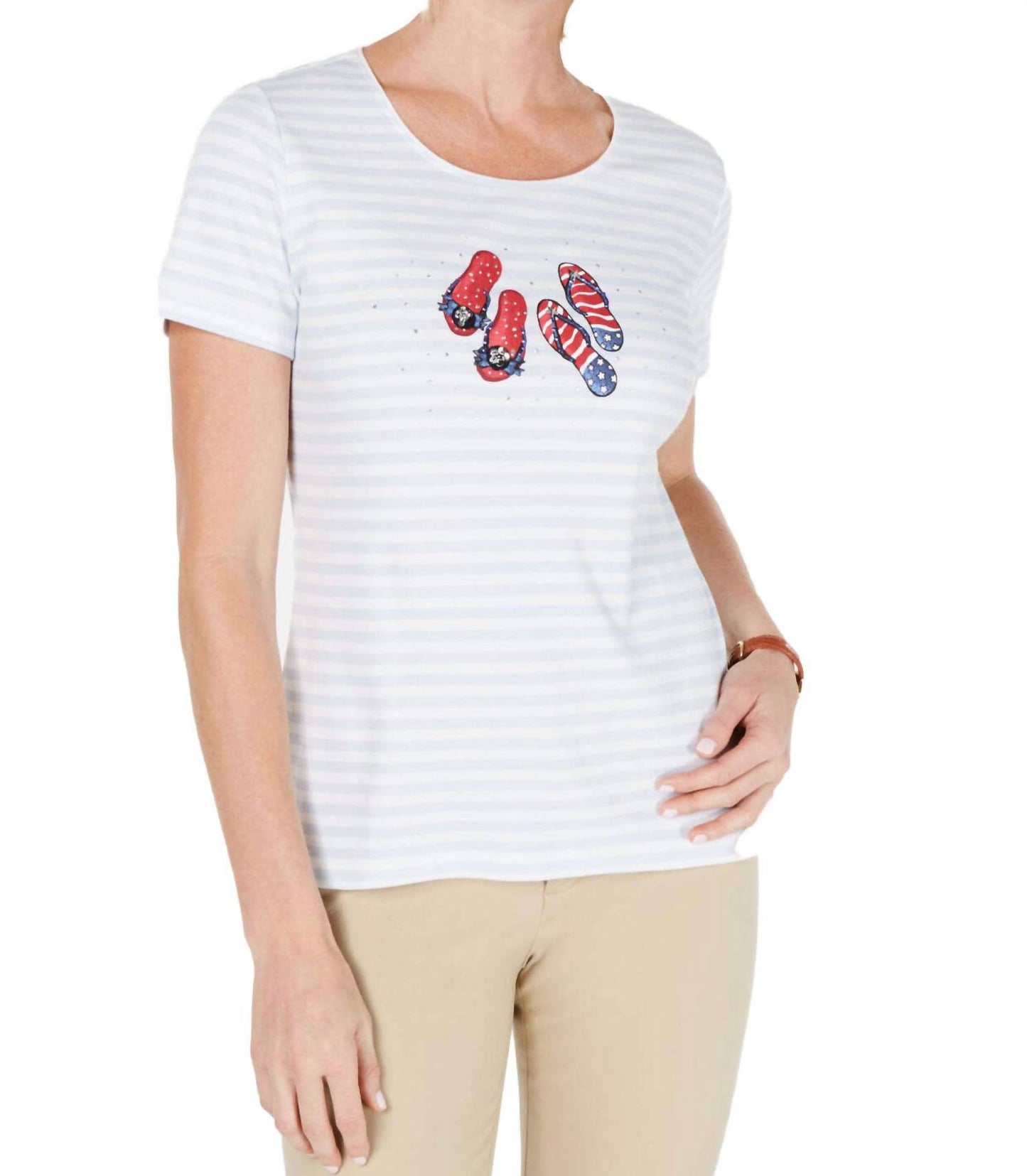 Women's Striped Graphic T-shirt - Petite