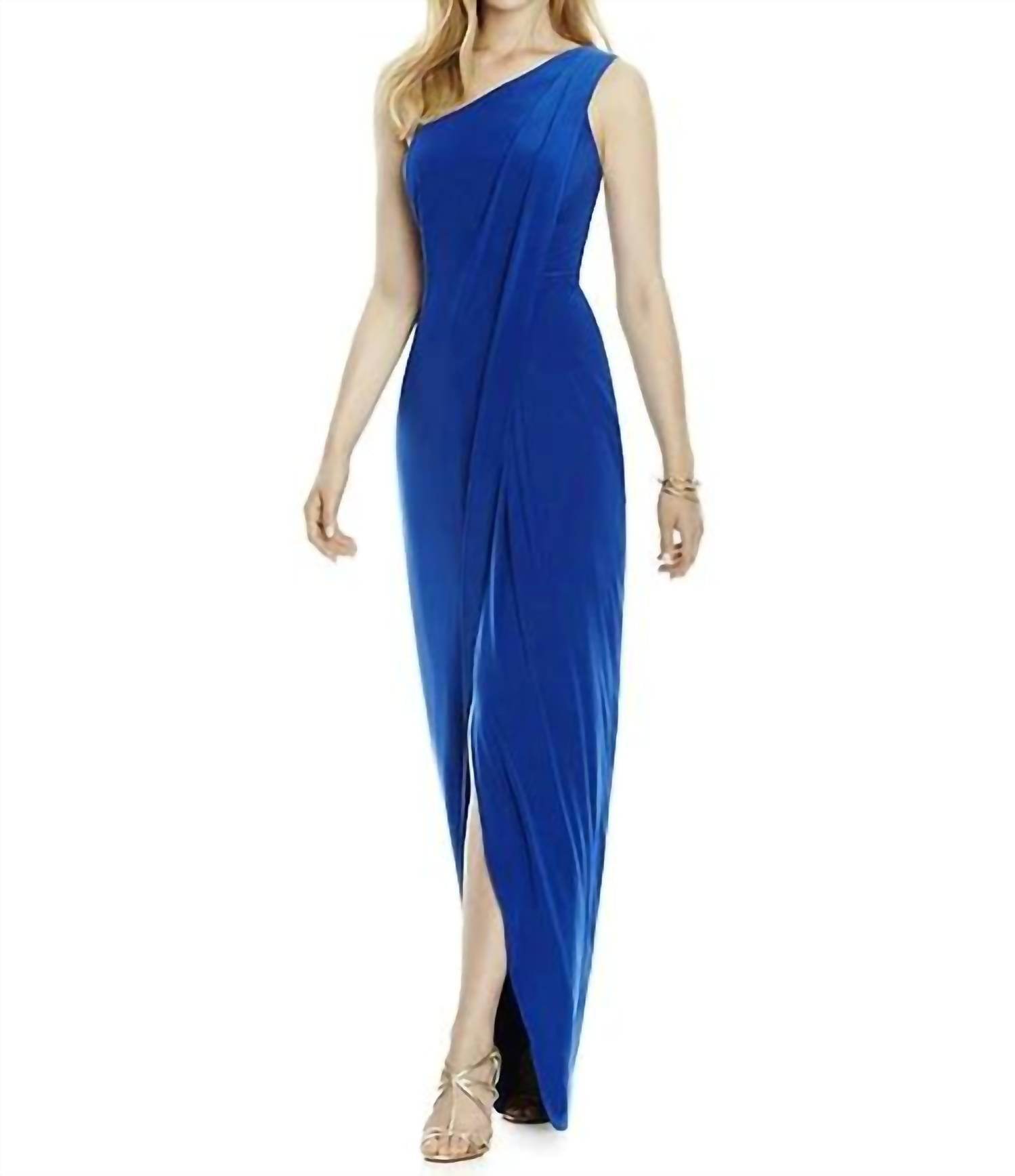 Dessy - Draped One-shoulder Maracaine Jersey Dress - Rack Hunt -