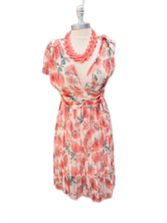 Giorgia & Johns - Women's Floral Sleeveless Dress With Bow On Shoulder - Rack Hunt