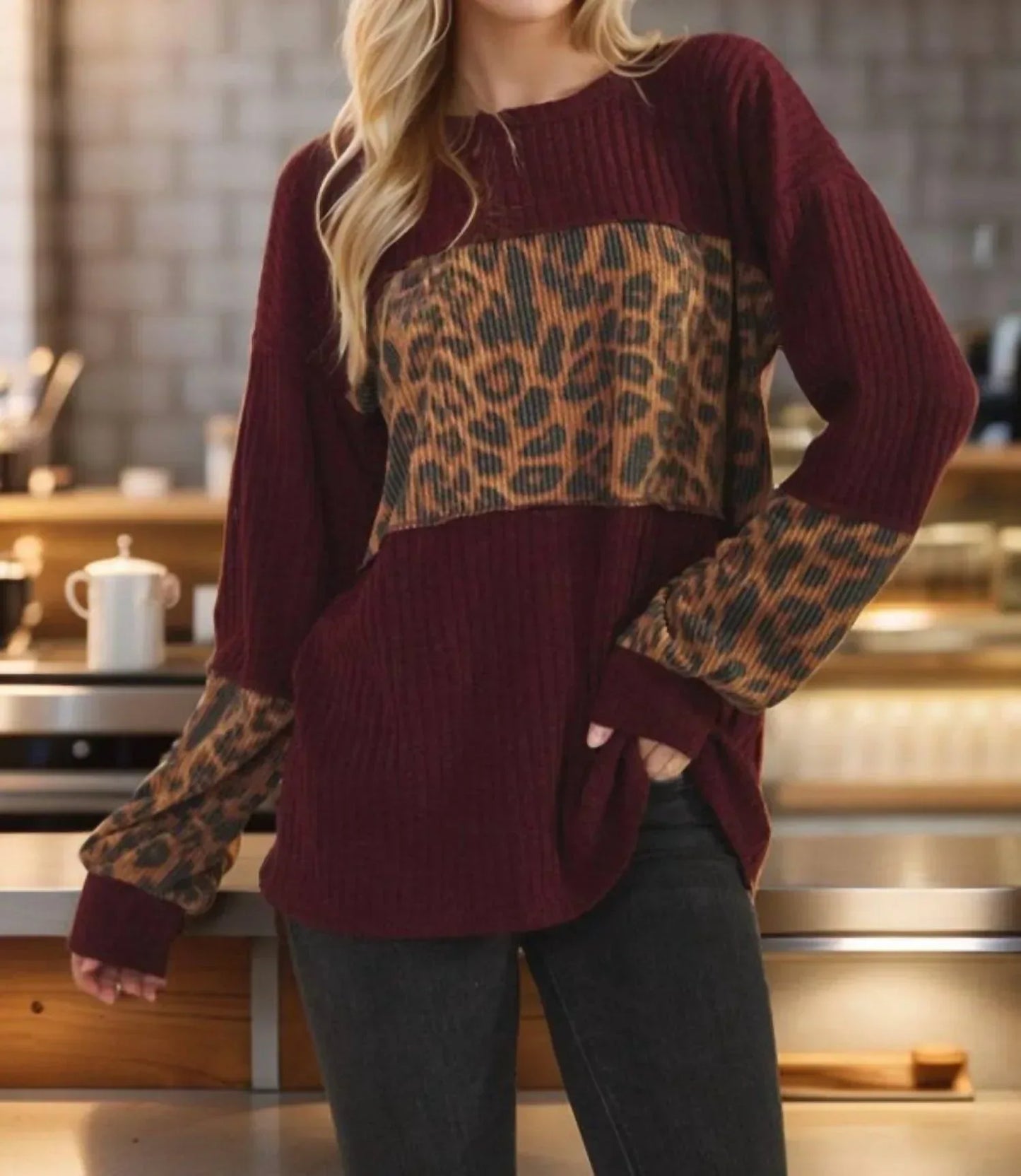 Heimish USA - Leopard Colorblock Sweater - Rack Hunt