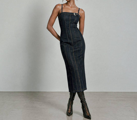 Denim Buckle Midi Dress