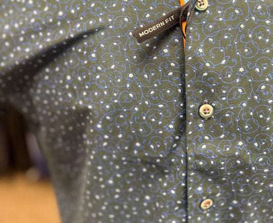 Spazio - Men's Vine Print Sport Shirt - Rack Hunt