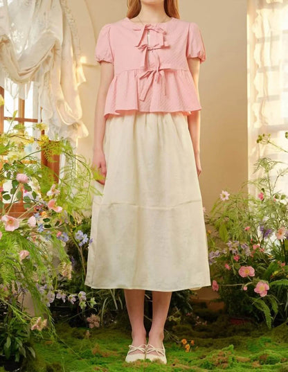 Rosie Posie - Textured High Waisted Midi Skirt - Rack Hunt