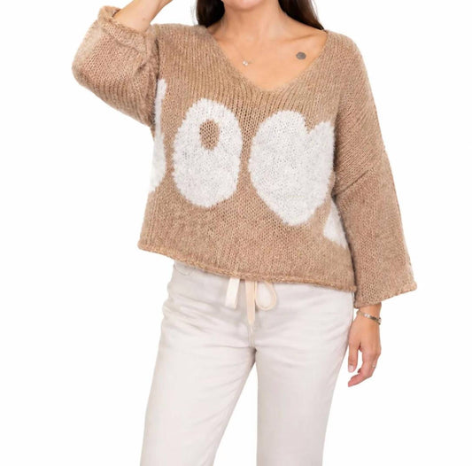 Women's Oversized V Neck Love Sweater