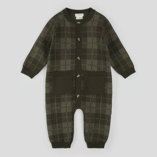 Petit Lem - Boy's Long Sleeve Gingham Knit Playsuit - Rack Hunt
