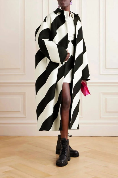 Valentino - Oversized Striped Coat - alternate view - Rack Hunt