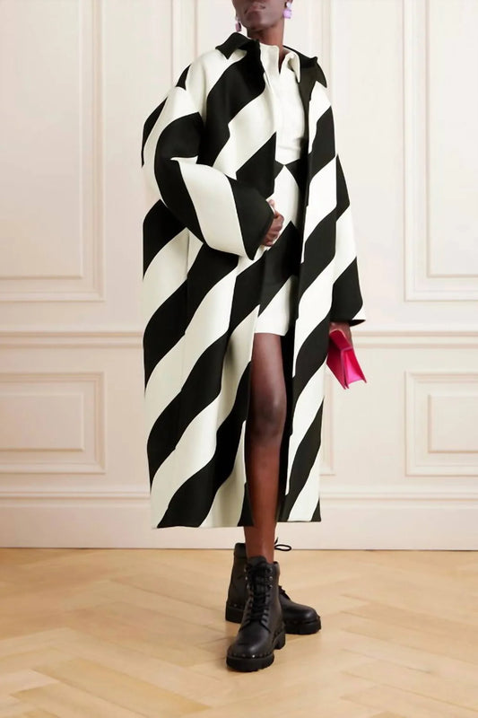 Valentino - Oversized Striped Coat - alternate view - Rack Hunt