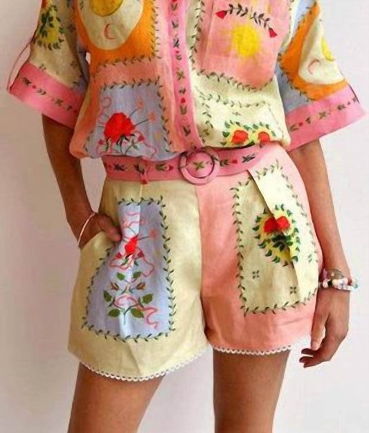 De Vave - Patchwork Print Short Sleeve Shirt and Shorts Set - Rack Hunt