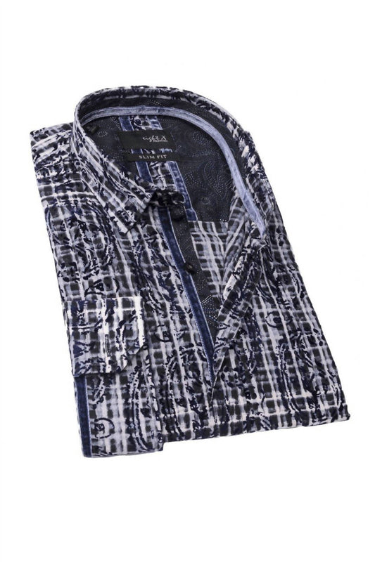 Men's Paisley Flocking Button Down Shirt