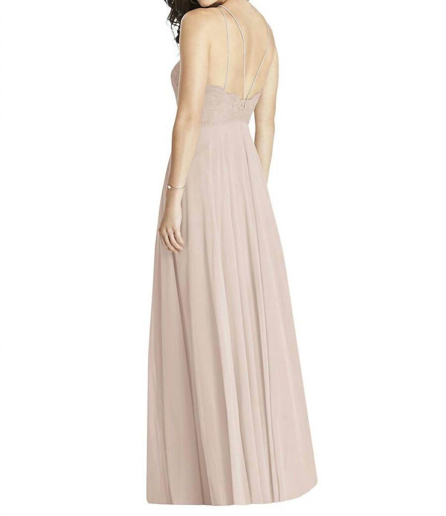 Dessy - Marquis Lace Halter Spaghetti Full Length Dress - Rack Hunt -