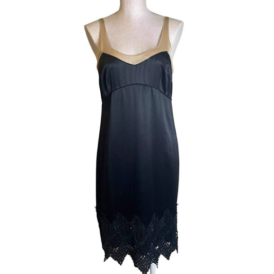 Women's Satin Lace Trim Slip Dress
