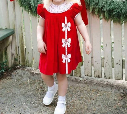 Kid's Bow Corduroy Dress