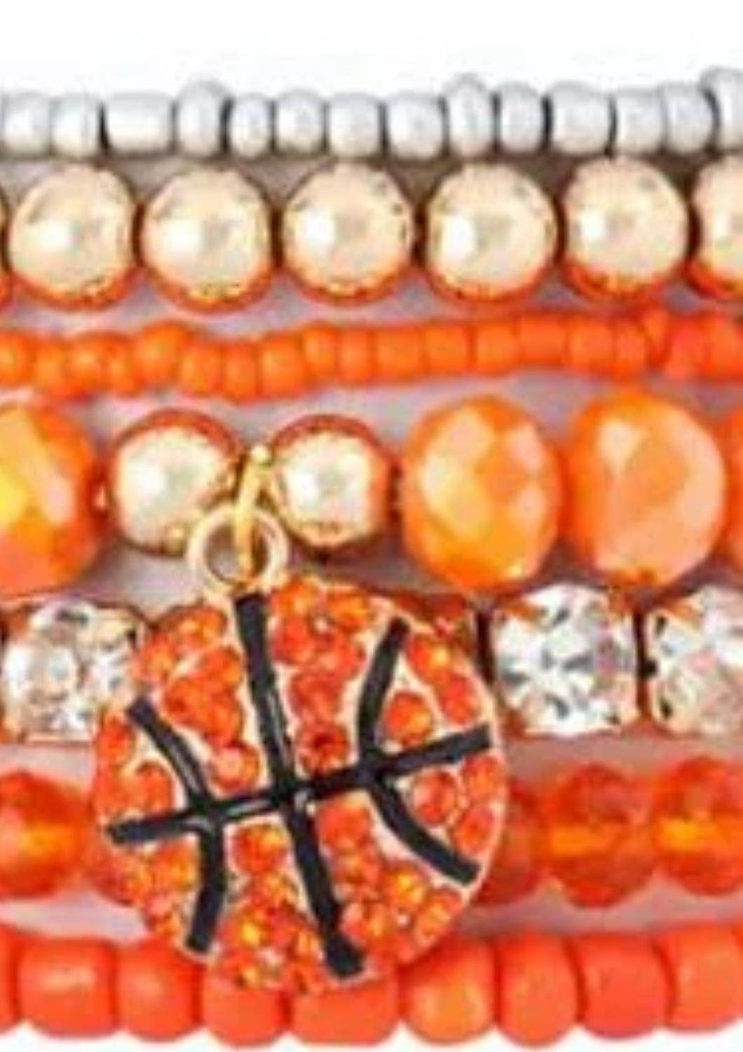 MYS Wholesale - Basketball Beaded Bracelet 6 Piece Set Stack - Rack Hunt -