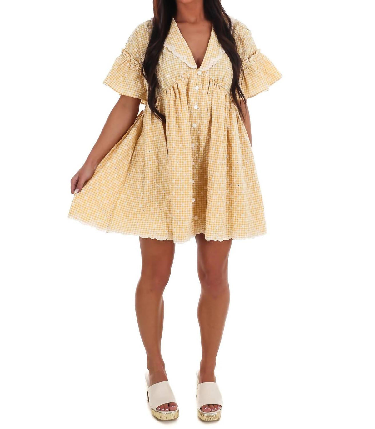 Sunny Days Gingham Babydoll Dress