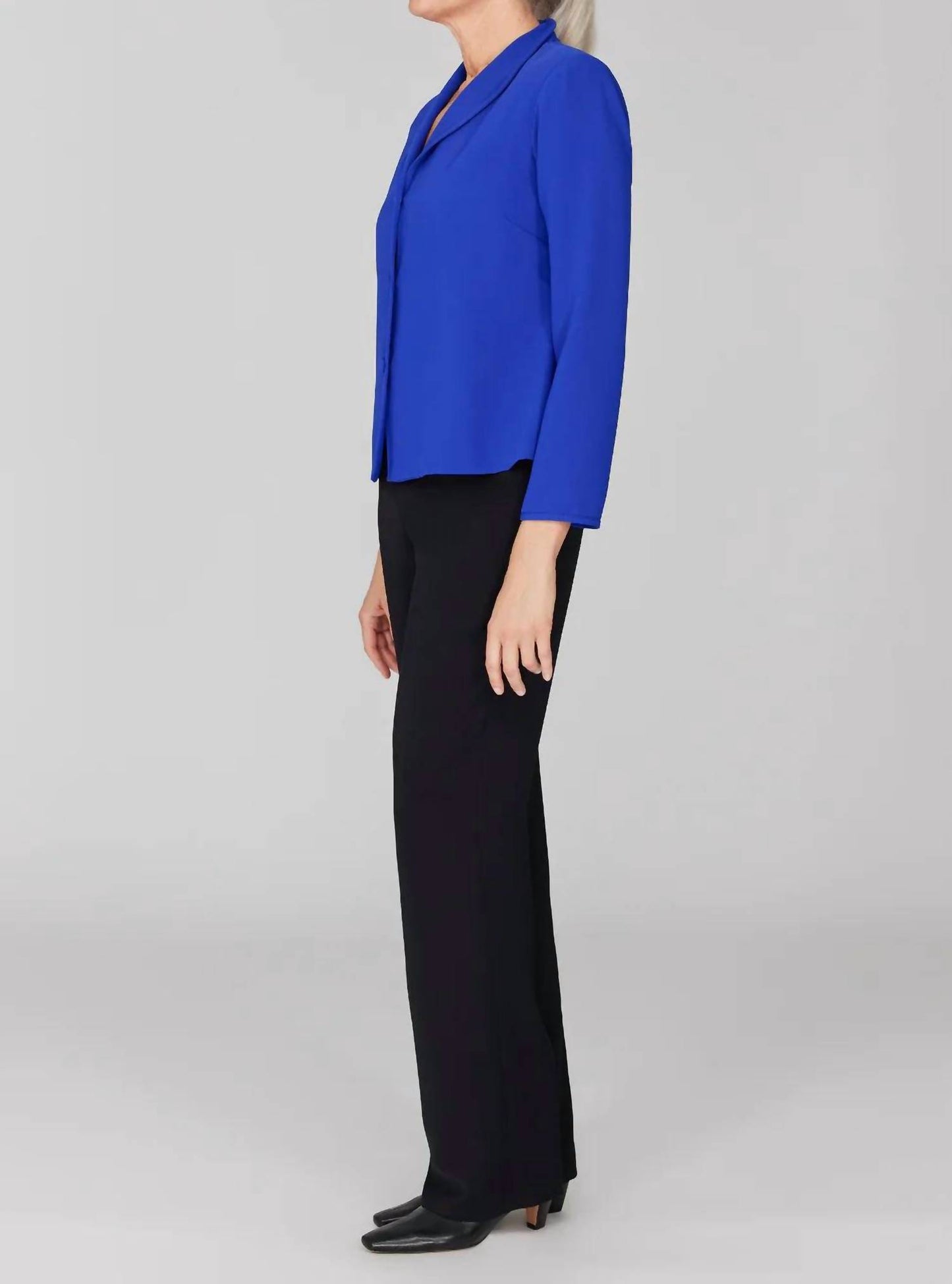 Lustrous Crepe Wing Collar Jacket