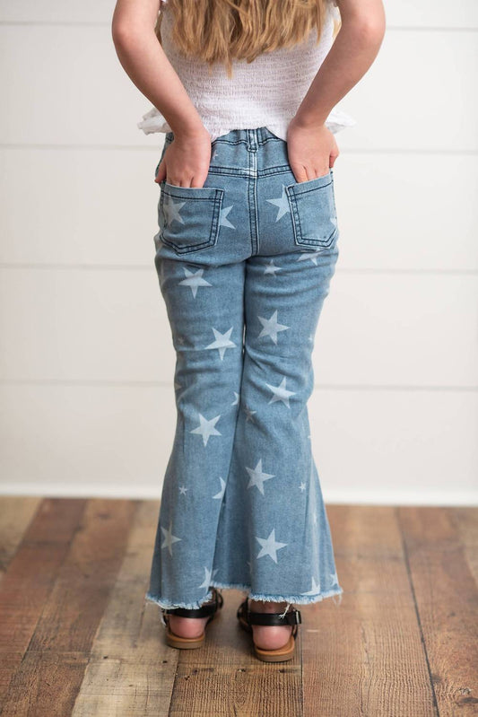 Youth Faded Star Flare Denim Jean Pant