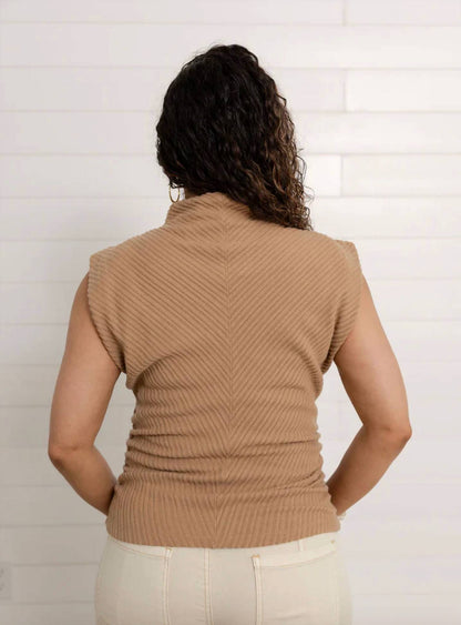 Funnel Neck Side Ruched Top