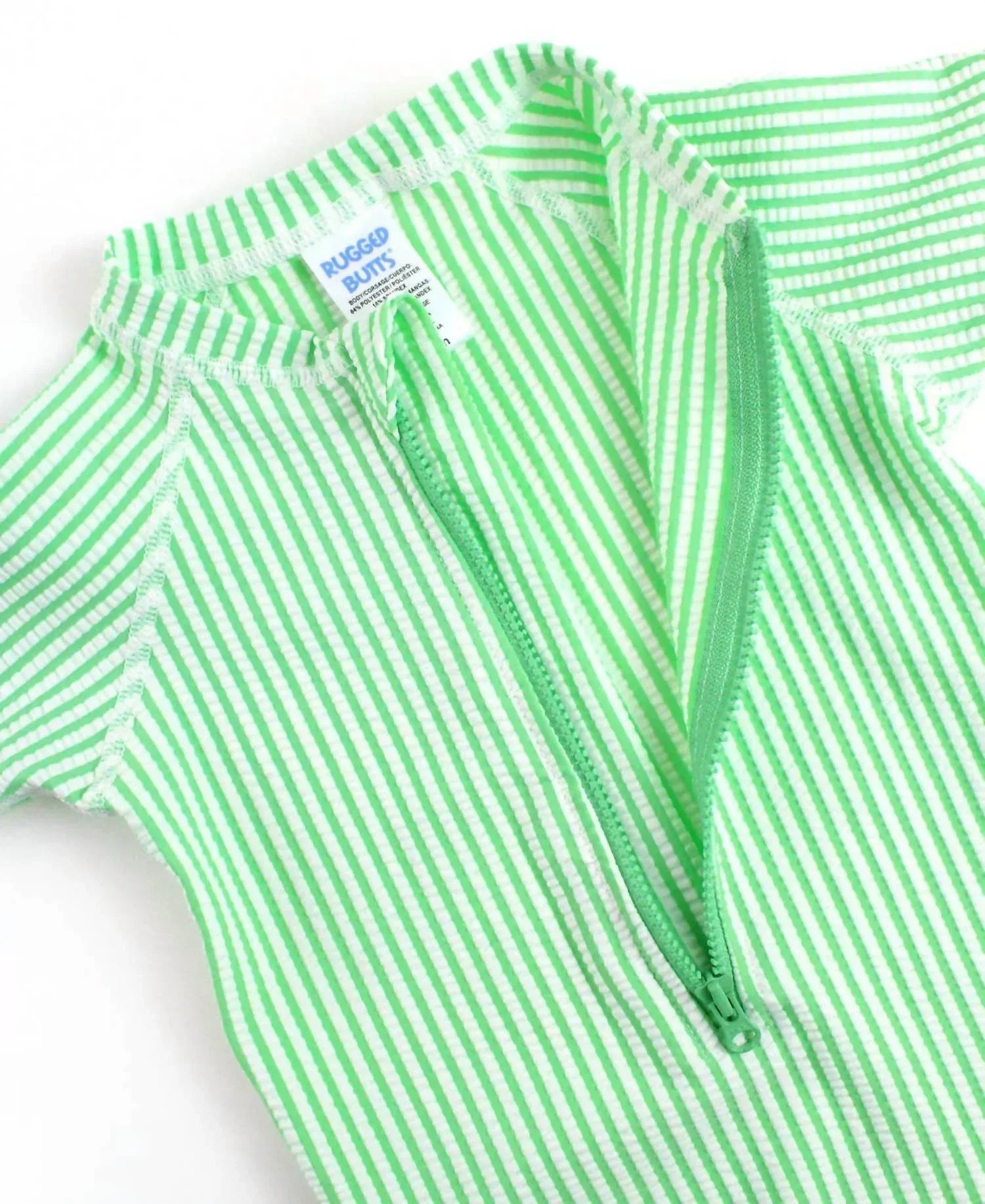 Rugged Butts - Baby Boys Seersucker Short Sleeve One Piece Rash Guard Swimsuit - Rack Hunt