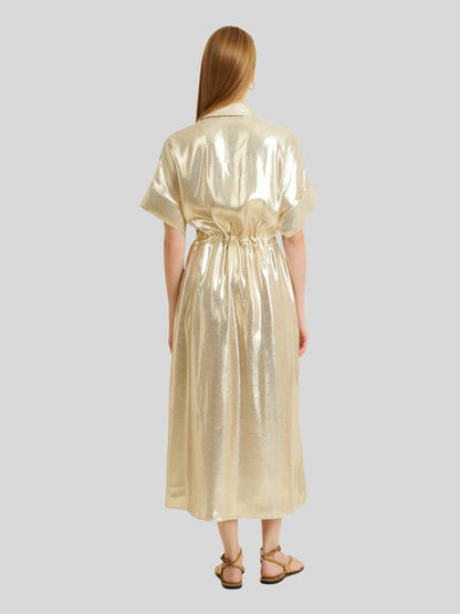 Perla Metallic Silk-blend Midi Dress