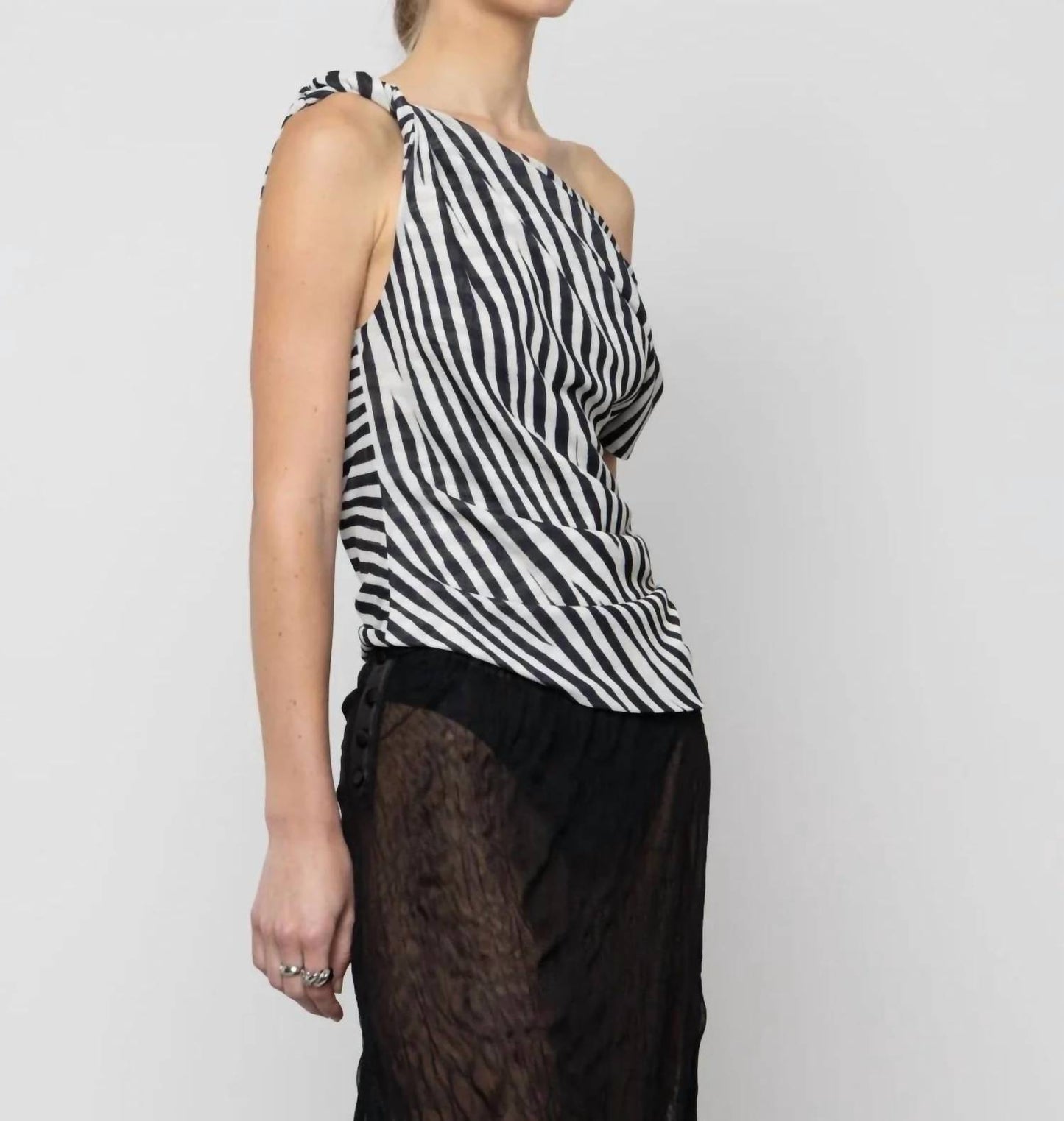 Women's Zebra Asymmetric Twist Printed Top