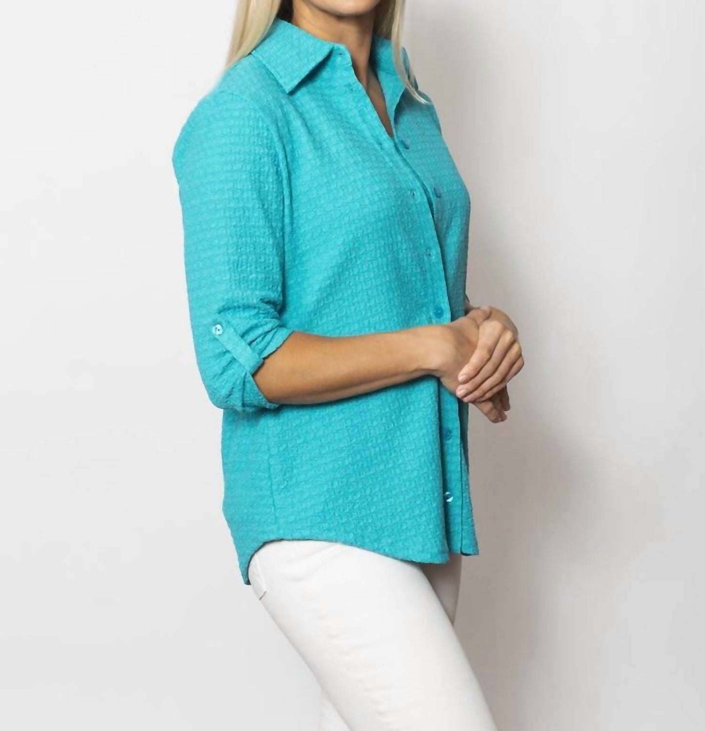 Pucker Knit Button Shirt