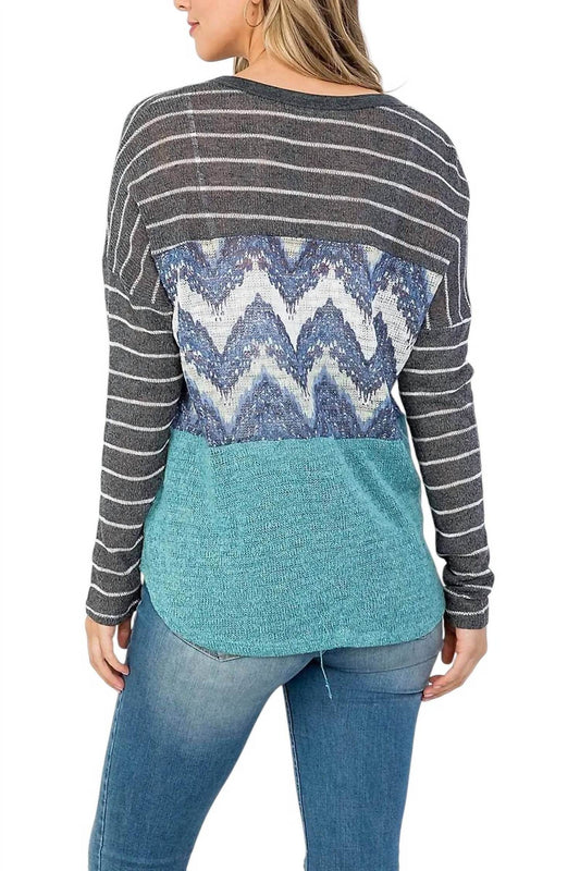 Oddy - Colorblock Front Tie Long Sleeve Top - Rack Hunt -