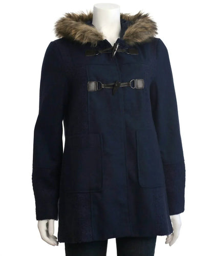 CoffeeShop - Women's Hooded Toggle Coat With Faux Fur Trim - Rack Hunt