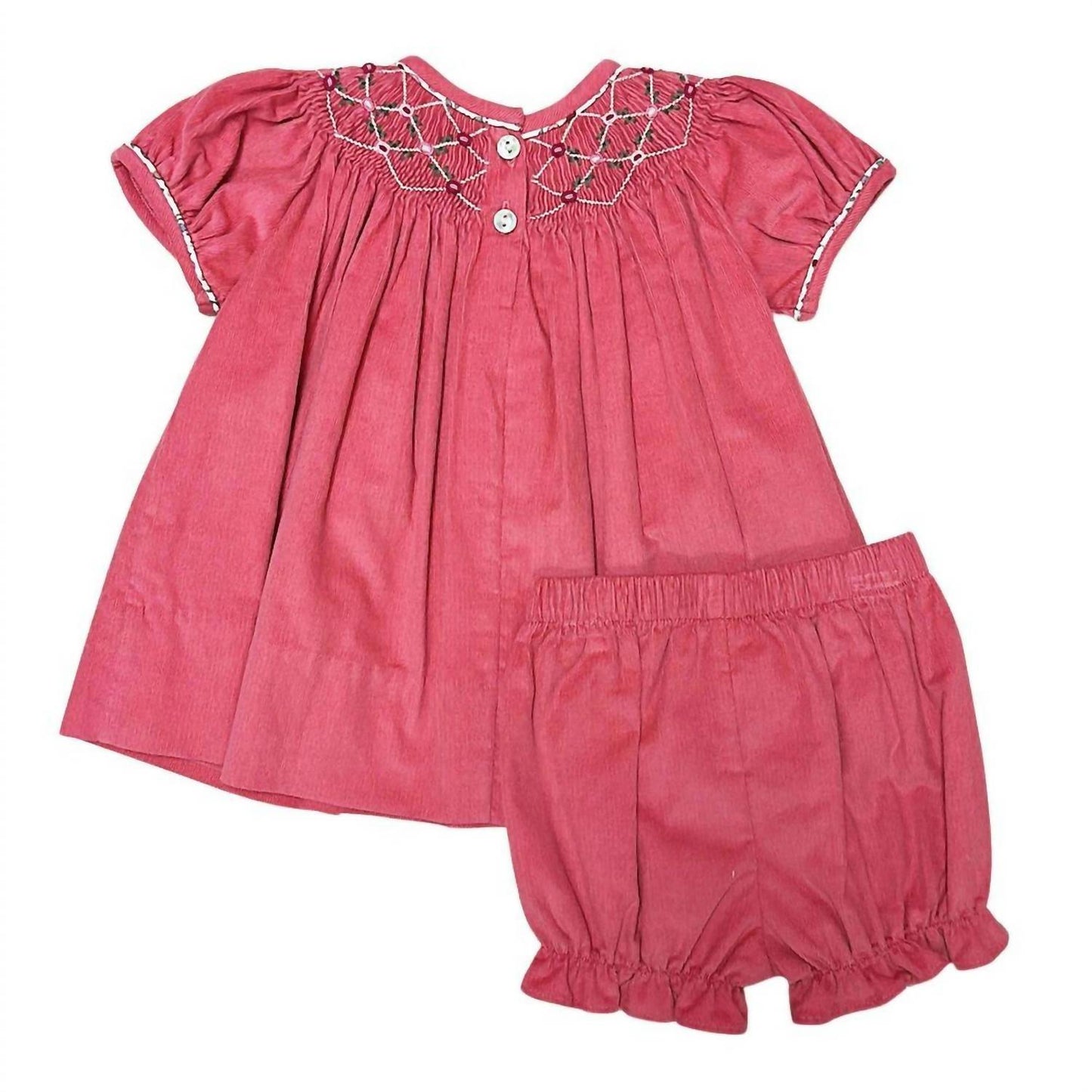 Girl's Isabella Hand Smocked Corduroy Bishop Bloomer Set