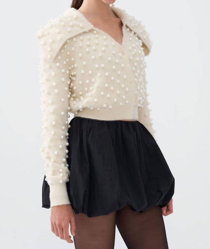 Wide Neck Knit Polo Top