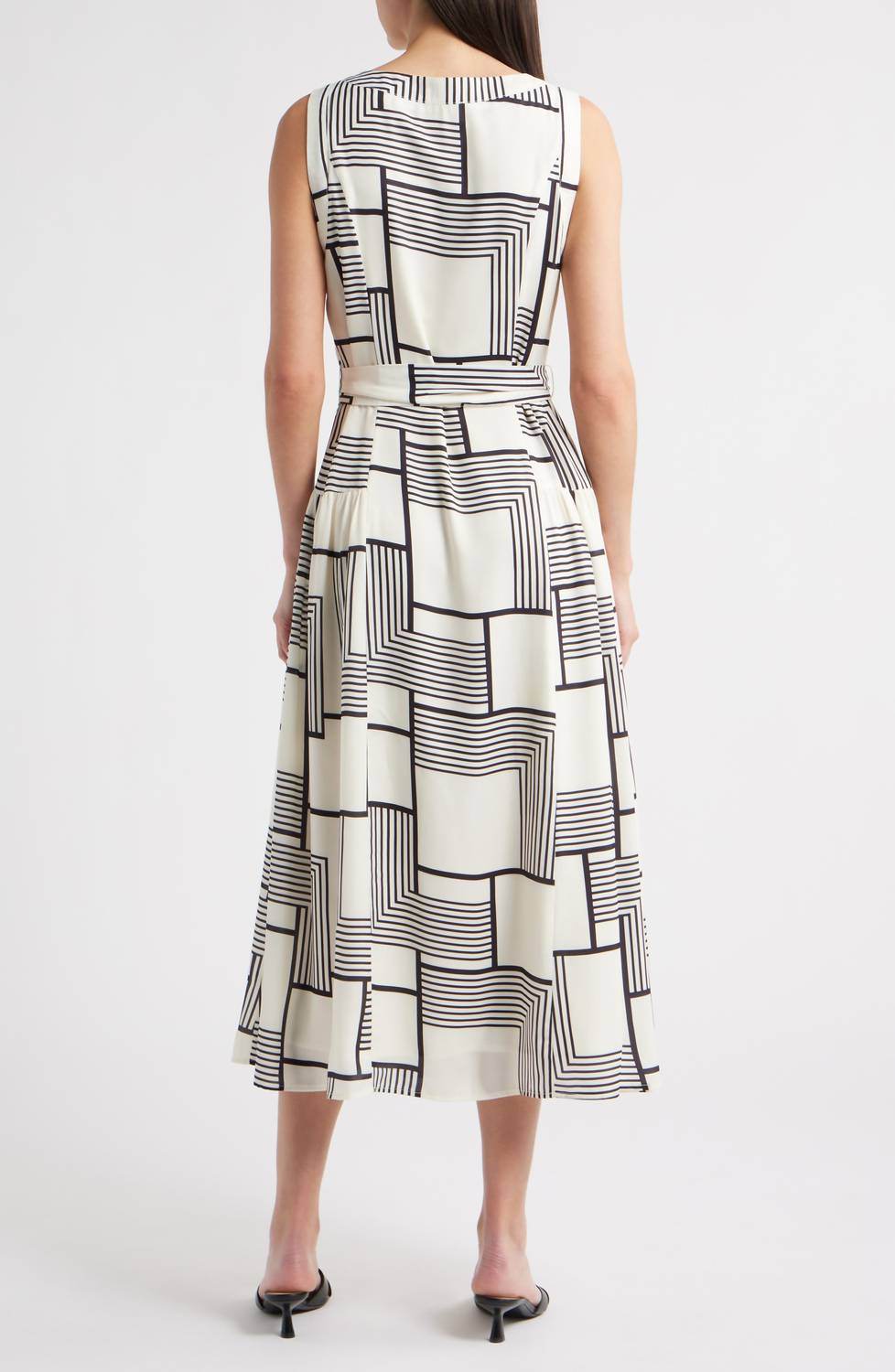 Zoe and Claire - Mixed Geometric Print Midi Dress - Rack Hunt
