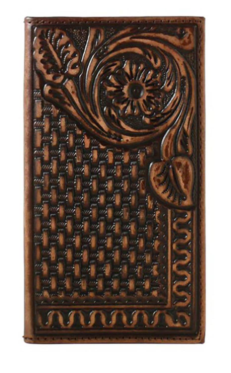 3D Belt Company - Men's Leather Floral Basketweave Wallet - Rack Hunt -