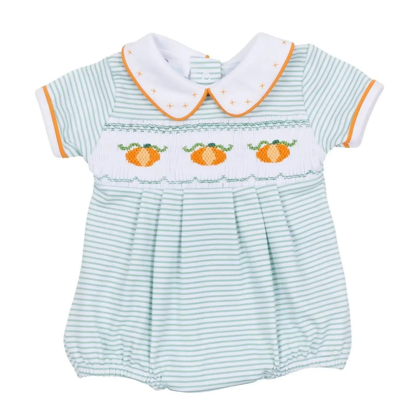 Magnolia Baby - Boy's Lil' Pumpkin Classics Smocked Short Sleeve Bubble - Rack Hunt