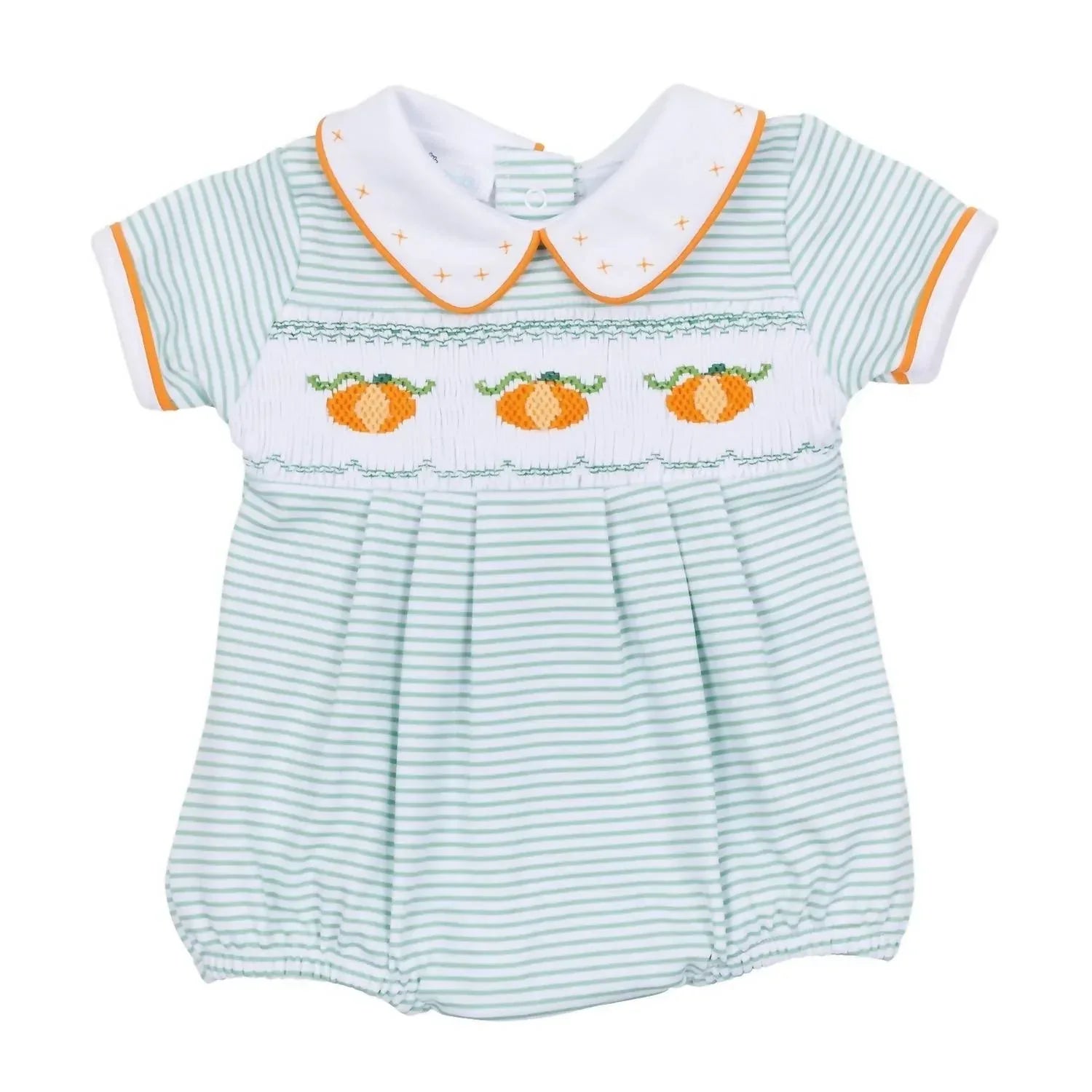 Magnolia Baby - Boy's Lil' Pumpkin Classics Smocked Short Sleeve Bubble - Rack Hunt