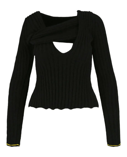 Bottega Veneta - Women's Boucle Ribbed V-neck Sweater - Rack Hunt