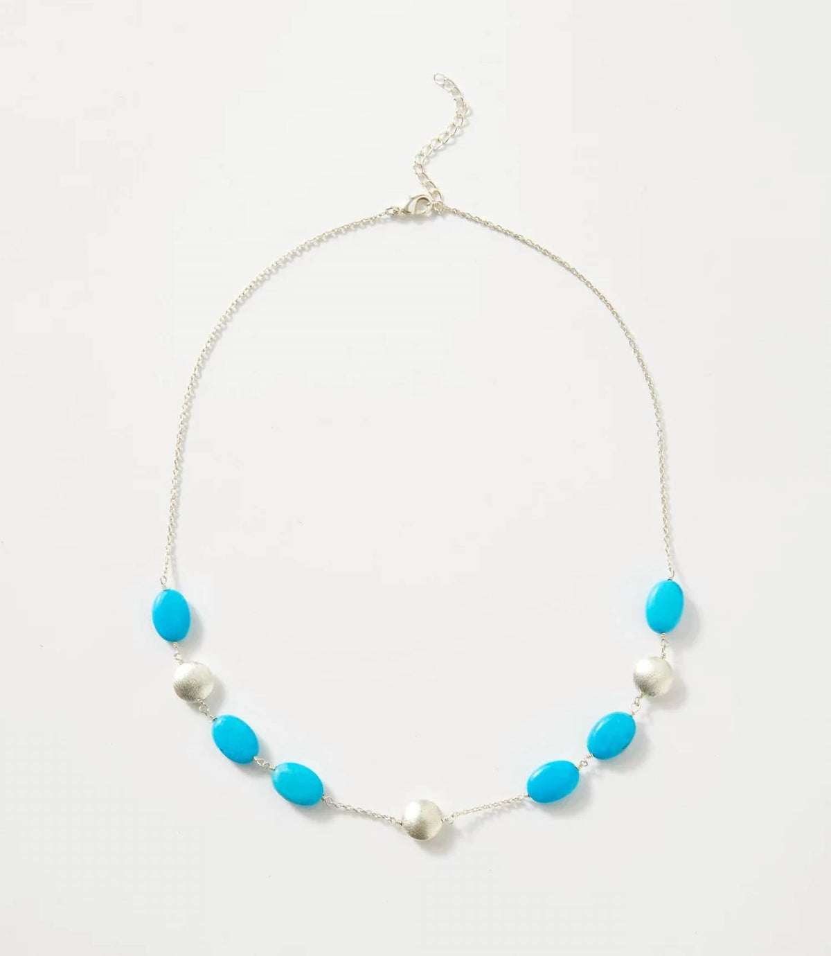Women's Silver Bead Station Necklace