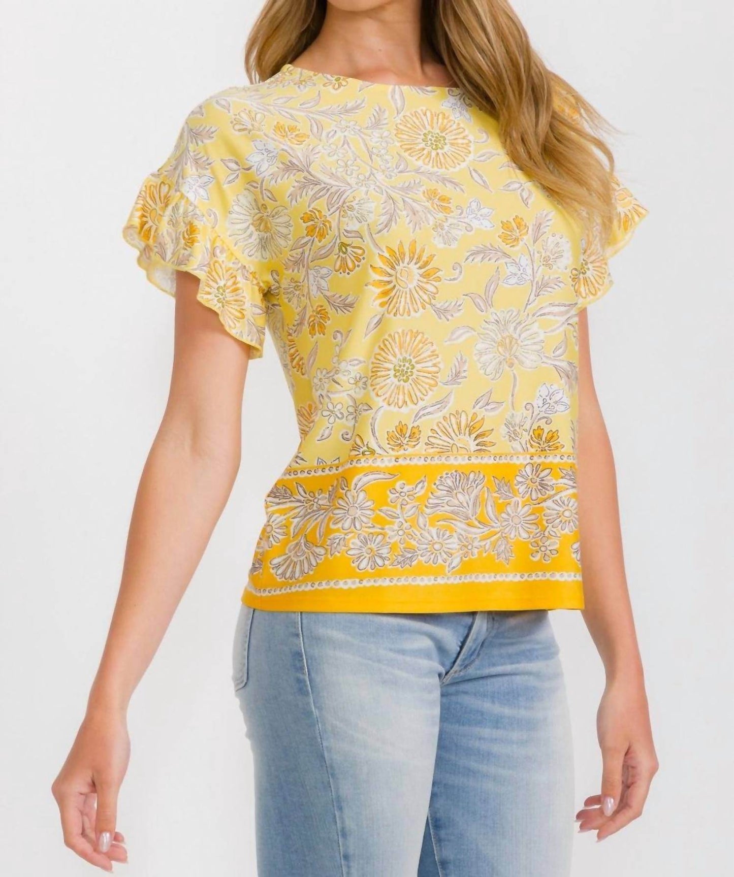 Perseption - Floral Ruffle Short Sleeve Top - Rack Hunt -