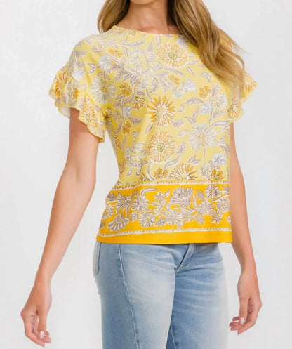 Perseption - Floral Ruffle Short Sleeve Top - Rack Hunt
